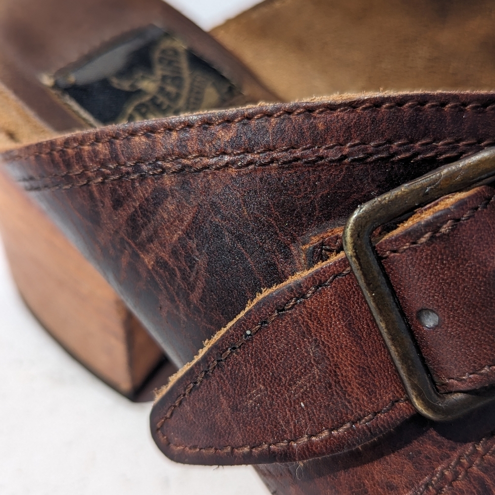 FREEBIRD | Caprice Cognac Brown Distressed Leather Sandals Size 8 - Picture 15 of 15